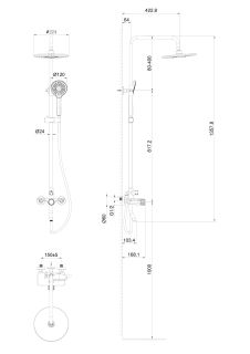 Душевая стойка Wonzon & Woghand Click WW-N3S962-MB чёрный матовый